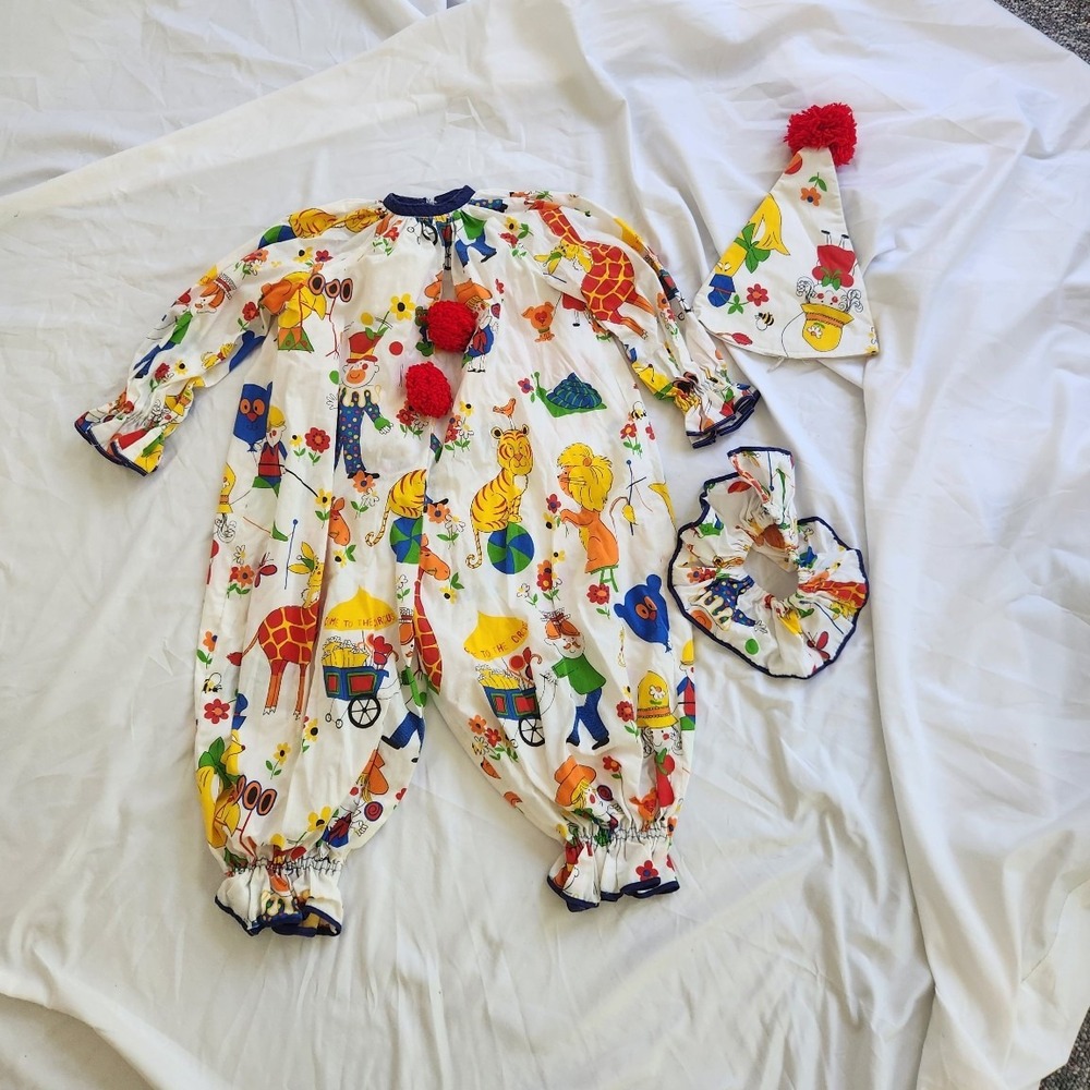 Vintage Homemade Kids Clown Costume